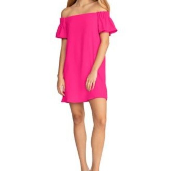 Trina Turk Exceptional Off-The-Shoulder Shift Dress in P.s. Pink Medium … - Picture 1 of 2